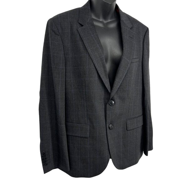 Hugo Mens Gray Checkered Two-Button Blazer Size 38 S 38S Lined Work Pockets New - Picture 3 of 11